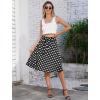 imageIDOPIP Women 50s Vintage Polka Dot Skirt High Waist ALine Floral Swing Skirt Summer Elegant Cocktail Flowy Boho Belted SkirtBlack