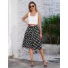 imageIDOPIP Women 50s Vintage Polka Dot Skirt High Waist ALine Floral Swing Skirt Summer Elegant Cocktail Flowy Boho Belted SkirtBlack