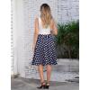 imageIDOPIP Women 50s Vintage Polka Dot Skirt High Waist ALine Floral Swing Skirt Summer Elegant Cocktail Flowy Boho Belted SkirtBlue