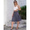 imageIDOPIP Women 50s Vintage Polka Dot Skirt High Waist ALine Floral Swing Skirt Summer Elegant Cocktail Flowy Boho Belted SkirtBlue