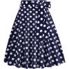 imageIDOPIP Women 50s Vintage Polka Dot Skirt High Waist ALine Floral Swing Skirt Summer Elegant Cocktail Flowy Boho Belted SkirtBlue