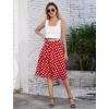 imageIDOPIP Women 50s Vintage Polka Dot Skirt High Waist ALine Floral Swing Skirt Summer Elegant Cocktail Flowy Boho Belted SkirtRedpolka Dot