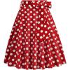 imageIDOPIP Women 50s Vintage Polka Dot Skirt High Waist ALine Floral Swing Skirt Summer Elegant Cocktail Flowy Boho Belted SkirtRedpolka Dot