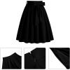 imageIDOPIP Women 50s Vintage Skirt High Waist Tie Front A Line Skirt Elegant Cocktail Swing Skirt Pleated Midi Skirt with PocketsBlack
