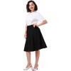 imageIDOPIP Women 50s Vintage Skirt High Waist Tie Front A Line Skirt Elegant Cocktail Swing Skirt Pleated Midi Skirt with PocketsBlack