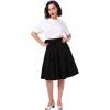 imageIDOPIP Women 50s Vintage Skirt High Waist Tie Front A Line Skirt Elegant Cocktail Swing Skirt Pleated Midi Skirt with PocketsBlack