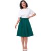 imageIDOPIP Women 50s Vintage Skirt High Waist Tie Front A Line Skirt Elegant Cocktail Swing Skirt Pleated Midi Skirt with PocketsGreen