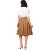 imageIDOPIP Women 50s Vintage Skirt High Waist Tie Front A Line Skirt Elegant Cocktail Swing Skirt Pleated Midi Skirt with PocketsKhaki