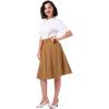 imageIDOPIP Women 50s Vintage Skirt High Waist Tie Front A Line Skirt Elegant Cocktail Swing Skirt Pleated Midi Skirt with PocketsKhaki