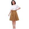 imageIDOPIP Women 50s Vintage Skirt High Waist Tie Front A Line Skirt Elegant Cocktail Swing Skirt Pleated Midi Skirt with PocketsKhaki