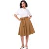 imageIDOPIP Women 50s Vintage Skirt High Waist Tie Front A Line Skirt Elegant Cocktail Swing Skirt Pleated Midi Skirt with PocketsKhaki