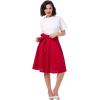 imageIDOPIP Women 50s Vintage Skirt High Waist Tie Front A Line Skirt Elegant Cocktail Swing Skirt Pleated Midi Skirt with PocketsRed