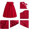 imageIDOPIP Women 50s Vintage Skirt High Waist Tie Front A Line Skirt Elegant Cocktail Swing Skirt Pleated Midi Skirt with PocketsRed