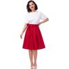imageIDOPIP Women 50s Vintage Skirt High Waist Tie Front A Line Skirt Elegant Cocktail Swing Skirt Pleated Midi Skirt with PocketsRed