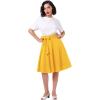 imageIDOPIP Women 50s Vintage Skirt High Waist Tie Front A Line Skirt Elegant Cocktail Swing Skirt Pleated Midi Skirt with PocketsYellow