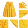 imageIDOPIP Women 50s Vintage Skirt High Waist Tie Front A Line Skirt Elegant Cocktail Swing Skirt Pleated Midi Skirt with PocketsYellow
