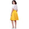 imageIDOPIP Women 50s Vintage Skirt High Waist Tie Front A Line Skirt Elegant Cocktail Swing Skirt Pleated Midi Skirt with PocketsYellow