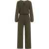 imageIDOPIP Women Belted Wide Leg Jumpsuit Elegant Romper Formal Jumpsuit Casual Long Sleeve Round Neck Business Dressy Jumpsuit