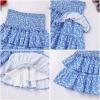 imageIDOPIP Women Boho Mini Skirt Summer High Waist Floral Layered Skirt Casual Ruffle Smocked Skirt Club Party Evening SkirtBluefloral Print