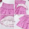 imageIDOPIP Women Boho Mini Skirt Summer High Waist Floral Layered Skirt Casual Ruffle Smocked Skirt Club Party Evening SkirtPinkfloral Print
