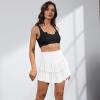 imageIDOPIP Women Boho Mini Skirt Summer High Waist Floral Layered Skirt Casual Ruffle Smocked Skirt Club Party Evening SkirtWhite