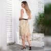 imageIDOPIP Women Floral Embroidered Mesh Skirt Elegant Elastic Waist Tulle Midi Skirt Cocktail Party Layered A Line Skirt DressApricot