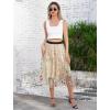 imageIDOPIP Women Floral Embroidered Mesh Skirt Elegant Elastic Waist Tulle Midi Skirt Cocktail Party Layered A Line Skirt DressApricot