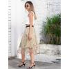 imageIDOPIP Women Floral Embroidered Mesh Skirt Elegant Elastic Waist Tulle Midi Skirt Cocktail Party Layered A Line Skirt DressApricot