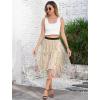 imageIDOPIP Women Floral Embroidered Mesh Skirt Elegant Elastic Waist Tulle Midi Skirt Cocktail Party Layered A Line Skirt DressApricot