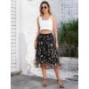 imageIDOPIP Women Floral Embroidered Mesh Skirt Elegant Elastic Waist Tulle Midi Skirt Cocktail Party Layered A Line Skirt DressBlack