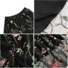 imageIDOPIP Women Floral Embroidered Mesh Skirt Elegant Elastic Waist Tulle Midi Skirt Cocktail Party Layered A Line Skirt DressBlack