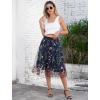 imageIDOPIP Women Floral Embroidered Mesh Skirt Elegant Elastic Waist Tulle Midi Skirt Cocktail Party Layered A Line Skirt DressBlue