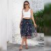 imageIDOPIP Women Floral Embroidered Mesh Skirt Elegant Elastic Waist Tulle Midi Skirt Cocktail Party Layered A Line Skirt DressBlue