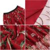 imageIDOPIP Women Floral Embroidered Mesh Skirt Elegant Elastic Waist Tulle Midi Skirt Cocktail Party Layered A Line Skirt DressRed