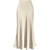 imageIDOPIP Women High Waist Satin Skirt Elegant Summer Long Maxi Skirt Formal Trendy Ruffle Work Skirts Elastic Casual Midi SkirtApricot