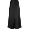 imageIDOPIP Women High Waist Satin Skirt Elegant Summer Long Maxi Skirt Formal Trendy Ruffle Work Skirts Elastic Casual Midi SkirtBlack