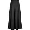 imageIDOPIP Women High Waist Satin Skirt Elegant Summer Long Maxi Skirt Formal Trendy Ruffle Work Skirts Elastic Casual Midi SkirtBlack