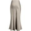 imageIDOPIP Women High Waist Satin Skirt Elegant Summer Long Maxi Skirt Formal Trendy Ruffle Work Skirts Elastic Casual Midi SkirtChampagne
