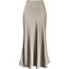 imageIDOPIP Women High Waist Satin Skirt Elegant Summer Long Maxi Skirt Formal Trendy Ruffle Work Skirts Elastic Casual Midi SkirtChampagne