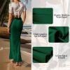 imageIDOPIP Women High Waist Satin Skirt Elegant Summer Long Maxi Skirt Formal Trendy Ruffle Work Skirts Elastic Casual Midi SkirtGreen