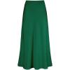 imageIDOPIP Women High Waist Satin Skirt Elegant Summer Long Maxi Skirt Formal Trendy Ruffle Work Skirts Elastic Casual Midi SkirtGreen