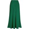imageIDOPIP Women High Waist Satin Skirt Elegant Summer Long Maxi Skirt Formal Trendy Ruffle Work Skirts Elastic Casual Midi SkirtGreen