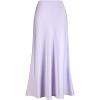 imageIDOPIP Women High Waist Satin Skirt Elegant Summer Long Maxi Skirt Formal Trendy Ruffle Work Skirts Elastic Casual Midi SkirtLight Purple