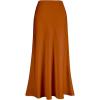 imageIDOPIP Women High Waist Satin Skirt Elegant Summer Long Maxi Skirt Formal Trendy Ruffle Work Skirts Elastic Casual Midi SkirtOrange