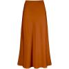 imageIDOPIP Women High Waist Satin Skirt Elegant Summer Long Maxi Skirt Formal Trendy Ruffle Work Skirts Elastic Casual Midi SkirtOrange