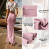 imageIDOPIP Women High Waist Satin Skirt Elegant Summer Long Maxi Skirt Formal Trendy Ruffle Work Skirts Elastic Casual Midi SkirtPink