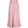 imageIDOPIP Women High Waist Satin Skirt Elegant Summer Long Maxi Skirt Formal Trendy Ruffle Work Skirts Elastic Casual Midi SkirtPink