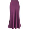 imageIDOPIP Women High Waist Satin Skirt Elegant Summer Long Maxi Skirt Formal Trendy Ruffle Work Skirts Elastic Casual Midi SkirtPurple