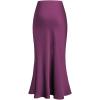 imageIDOPIP Women High Waist Satin Skirt Elegant Summer Long Maxi Skirt Formal Trendy Ruffle Work Skirts Elastic Casual Midi SkirtPurple