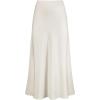 imageIDOPIP Women High Waist Satin Skirt Elegant Summer Long Maxi Skirt Formal Trendy Ruffle Work Skirts Elastic Casual Midi SkirtWhite
